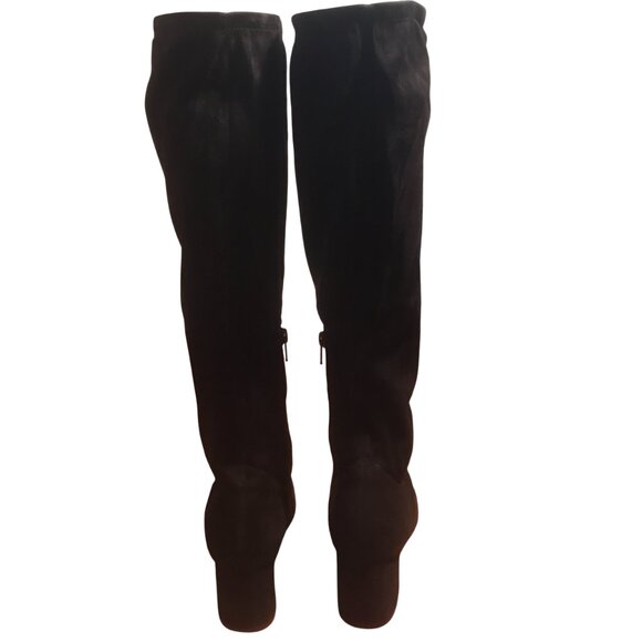 Valentino Suede Leather Boots Black 37 Block Heel - Picture 6 of 11